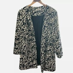 Kasper Dress Blazer Size 20W Black & White Abstract Print Long Sleeve Women Glam